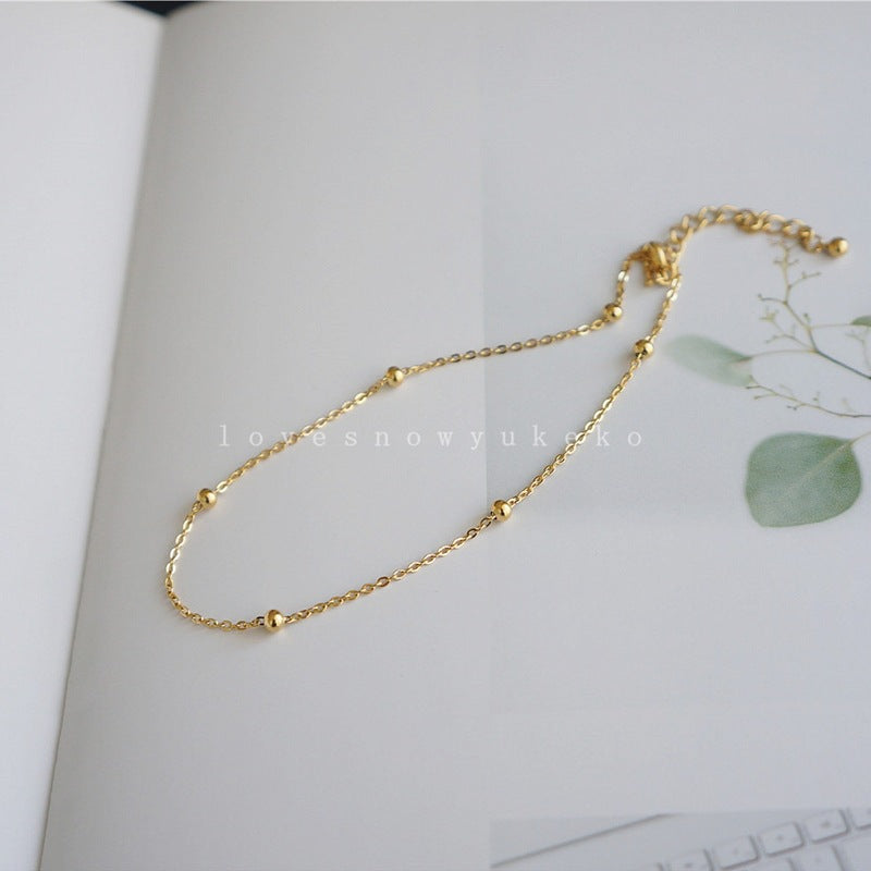 Japanese & Korean S925 Silver 14K Gold-Plated Anklet – Minimalist Summer Style