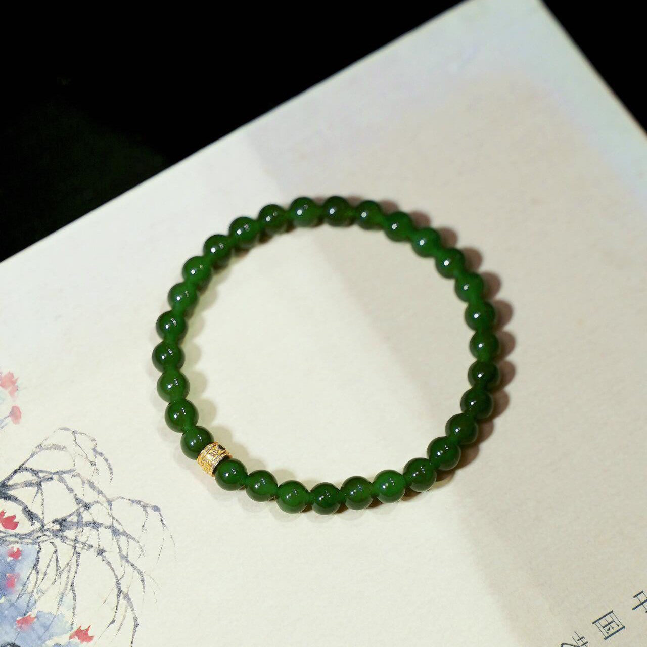 Natural Russian Hetian jade jade bracelet for women, lucky bead braided cord bracelet, elegant versatile stackable for women