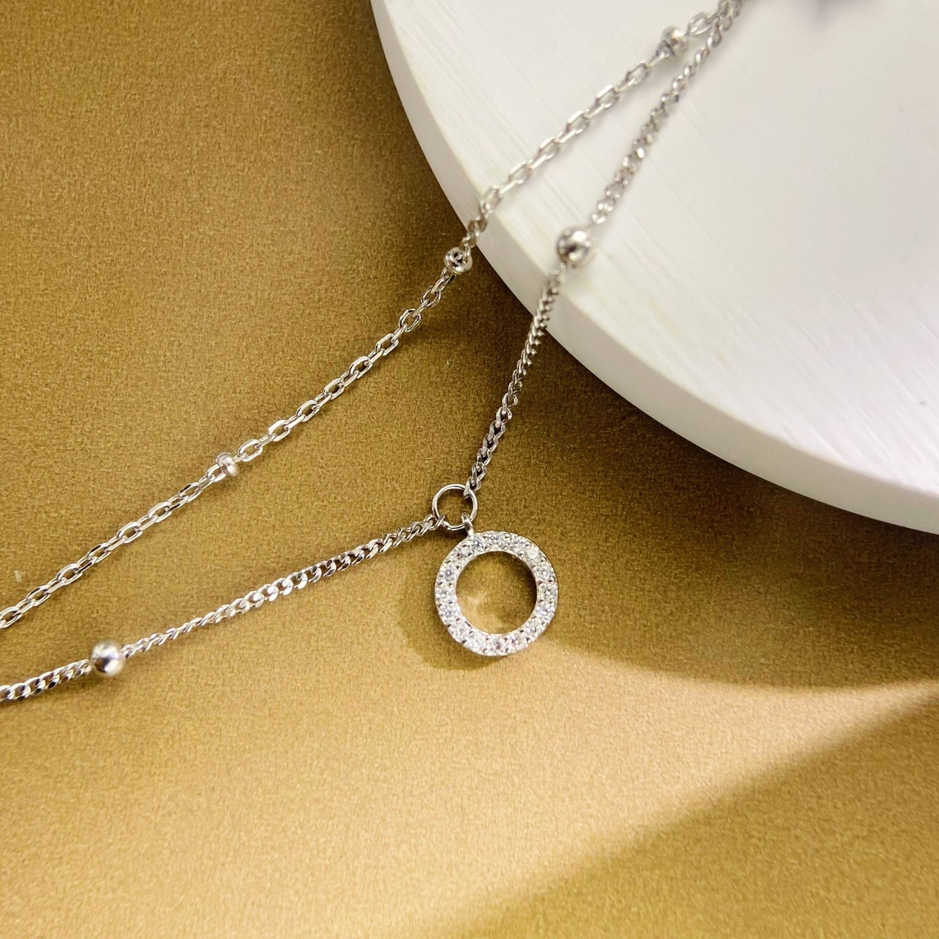 Cross-border bestseller S925 pure silver anklet for women, new double-layer circle, livestream source: light luxury quality foot accessories