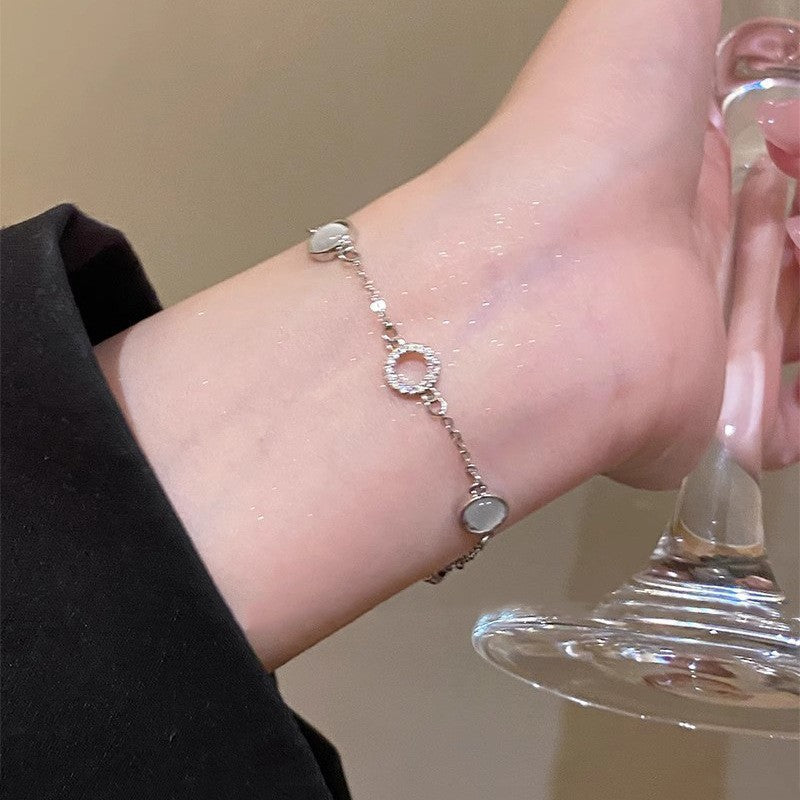 S925 silver simple temperament fresh and sweet niche design ins bracelet