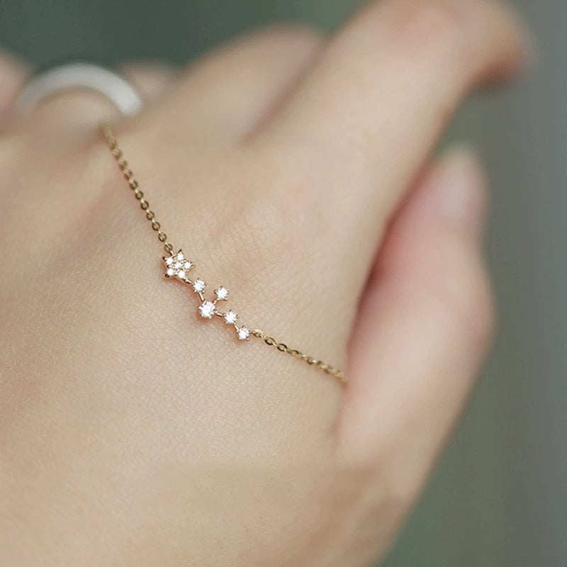 S925 Sterling Silver 14K Gold Wishing Star Necklace – Elegant Collarbone Chain