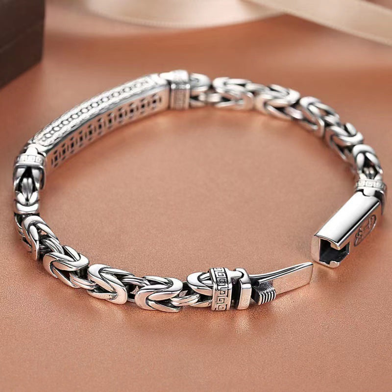 Retro Silver Echo Bracelet for Men – Bold Vintage Style