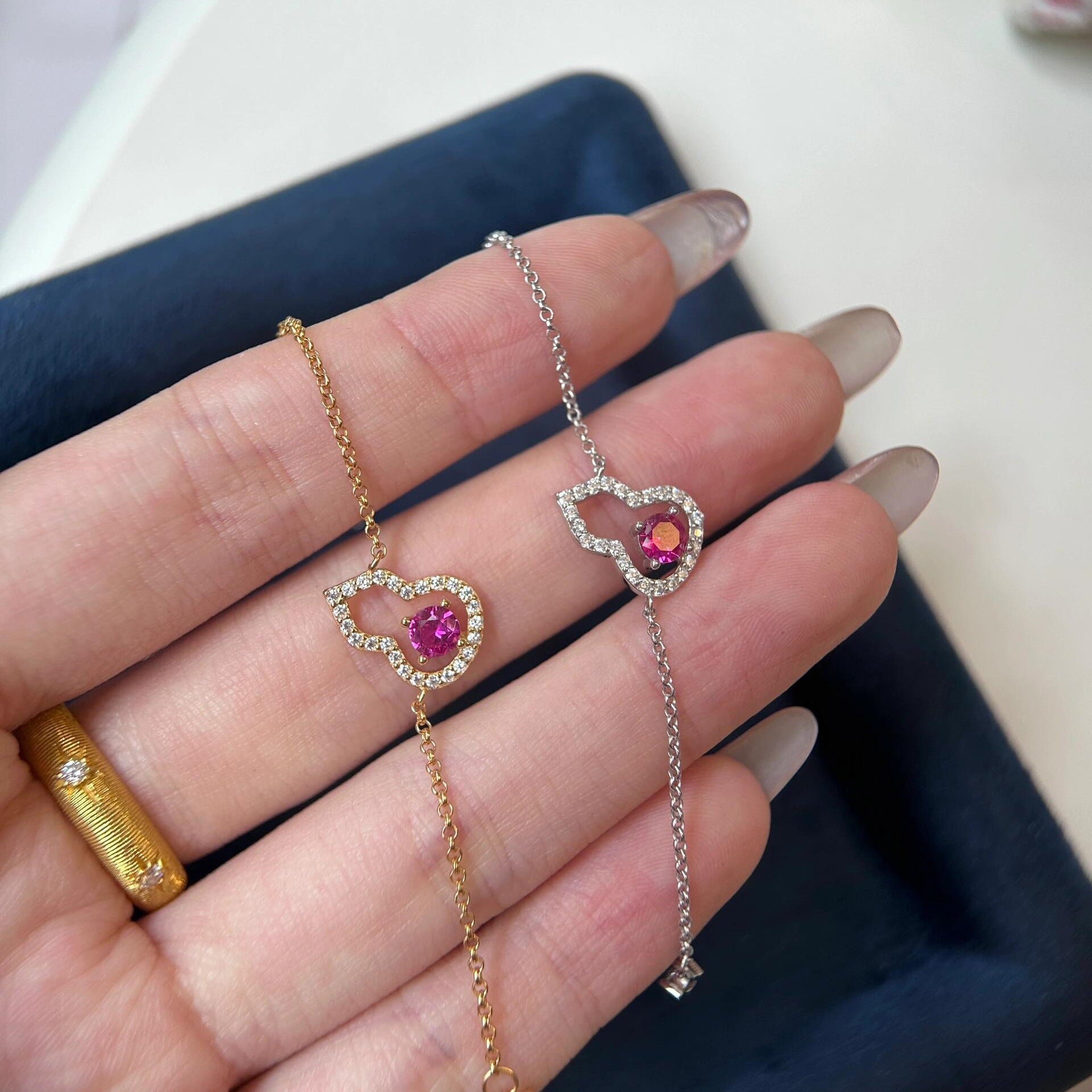 S925 Sterling Silver Rose Red Gourd Jewelry Set – New Chinese Light Luxury Style
