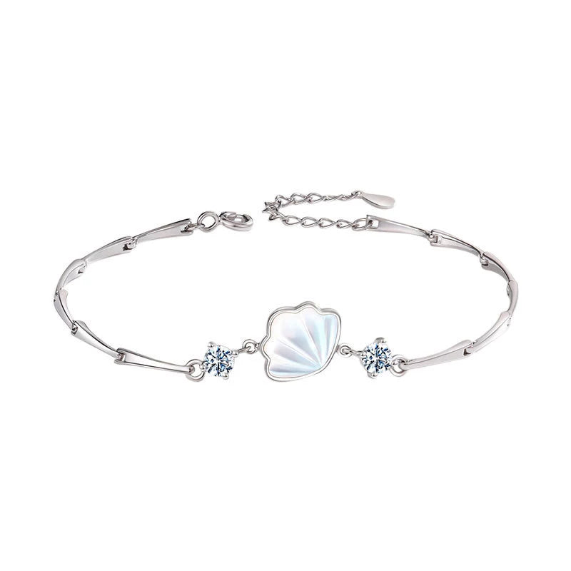 S925 Silver Shell Bracelet Women's 2022 New Trendy Ins Niche Design Sense A Shell Hand Ornament Birthday Gift