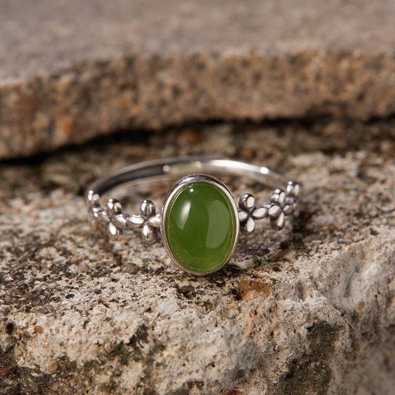 S925 pure silver natural lapis gold tiger's eye jade colored treasure Thai silver ring for women, trendy design Xiaohongshu Douyin bestseller