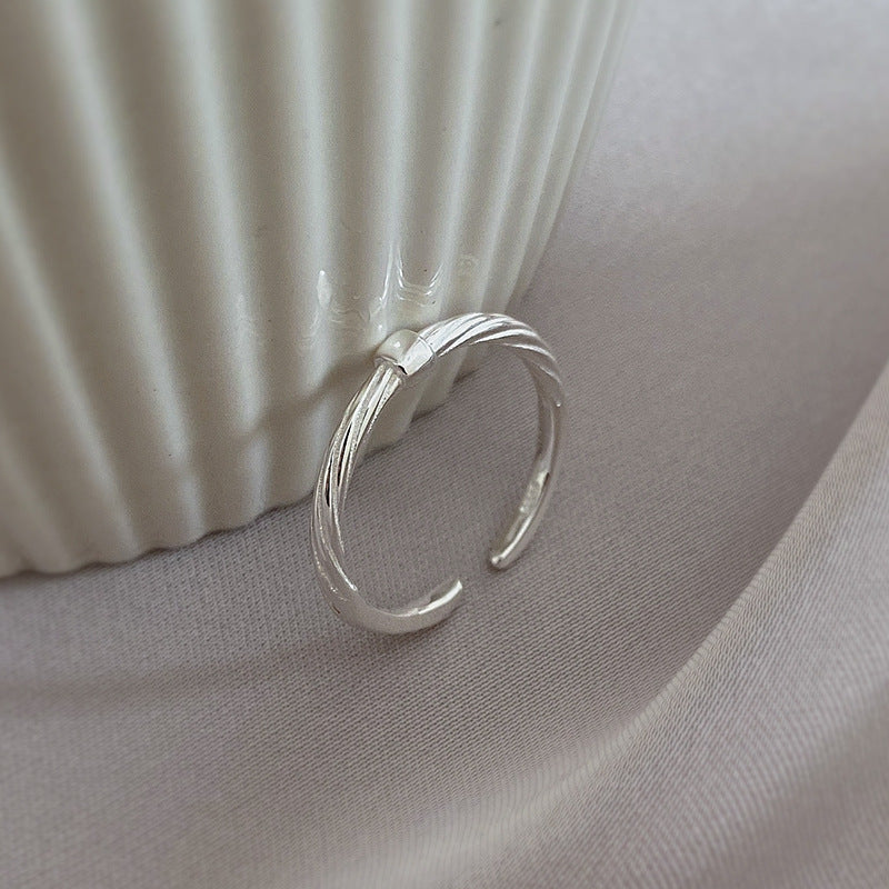 925 sterling silver square ring, silver women's ins trendy design, niche design, fine vein plain ring, index finger ring, light luxury and high-end