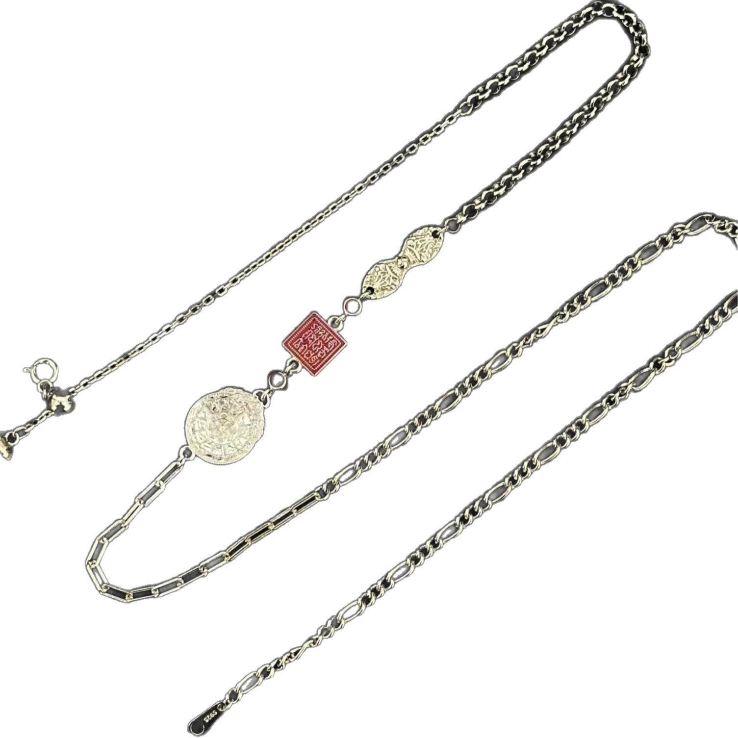 S925 sterling silver nine-grid Bagua necklace pull-out adjustable versatile minimalist fashion niche design women's sweater chain