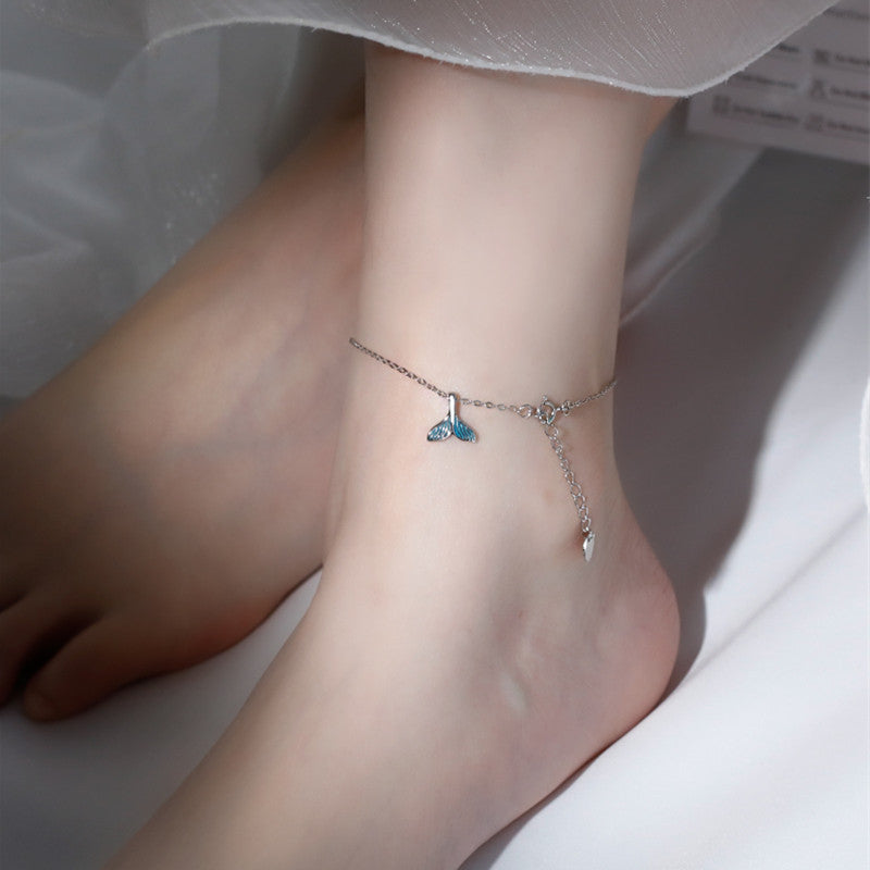S925 Sterling Silver Dream Blue Fishtail Jewelry Set – Light Luxury Clavicle Chain