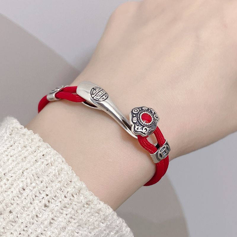 925 Silver Ruyi Red Rope Bracelet & Anklet – Traditional Chinese Couple Design