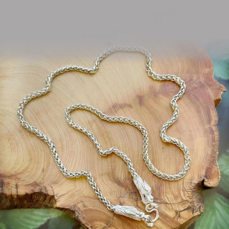 S990 sterling silver dragon head necklace men's fashion keel single chain pure silver trendy brand silver jewelry boyfriend gift