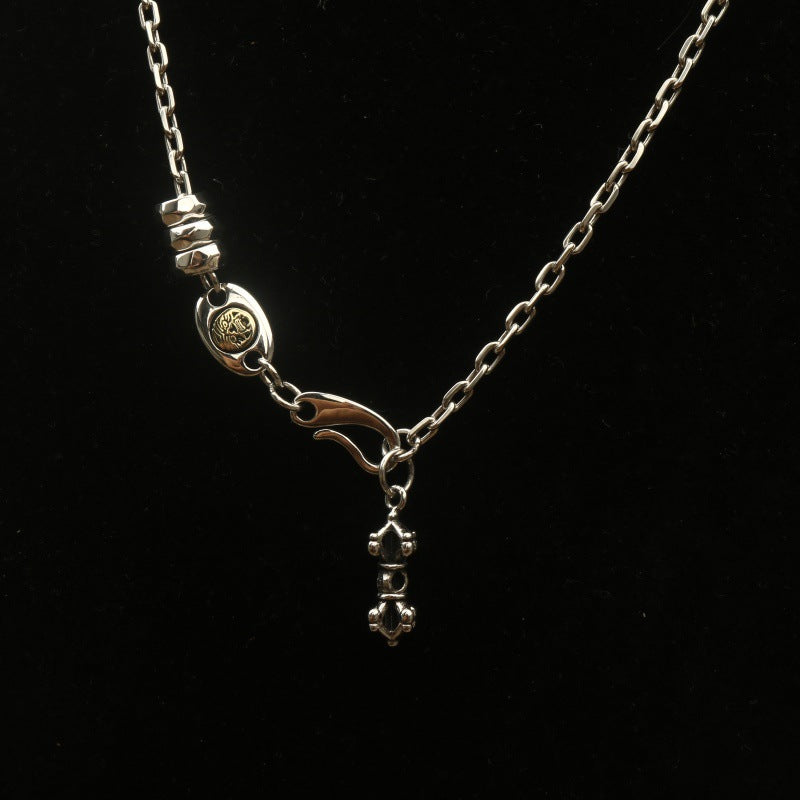 S925 Pure Silver Vintage Thai Corner Chain Cuban Chain for Men and Women, Zakiram Four Seasons Handmade Sweater Chain, Bestseller