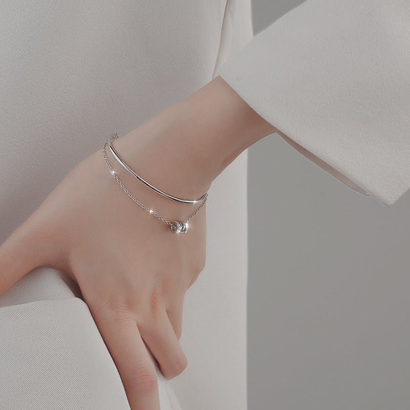 925 silver small waist bracelet for girls light luxury high-end girlfriends bracelet ins niche design double-layer bracelet bracelet