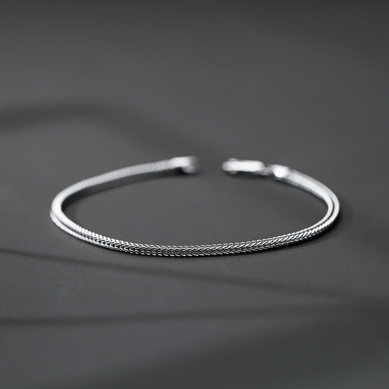 S925 Silver Woven Bracelet for Men – Modern Korean-Inspired Style