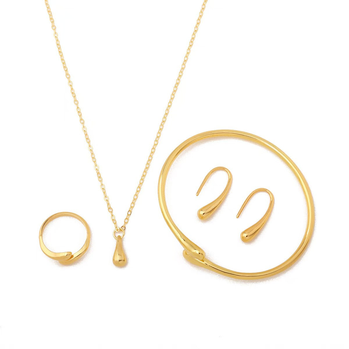S925 Silver Waterdrop Jewelry Set – Elegant Four-Piece Women’s Collection