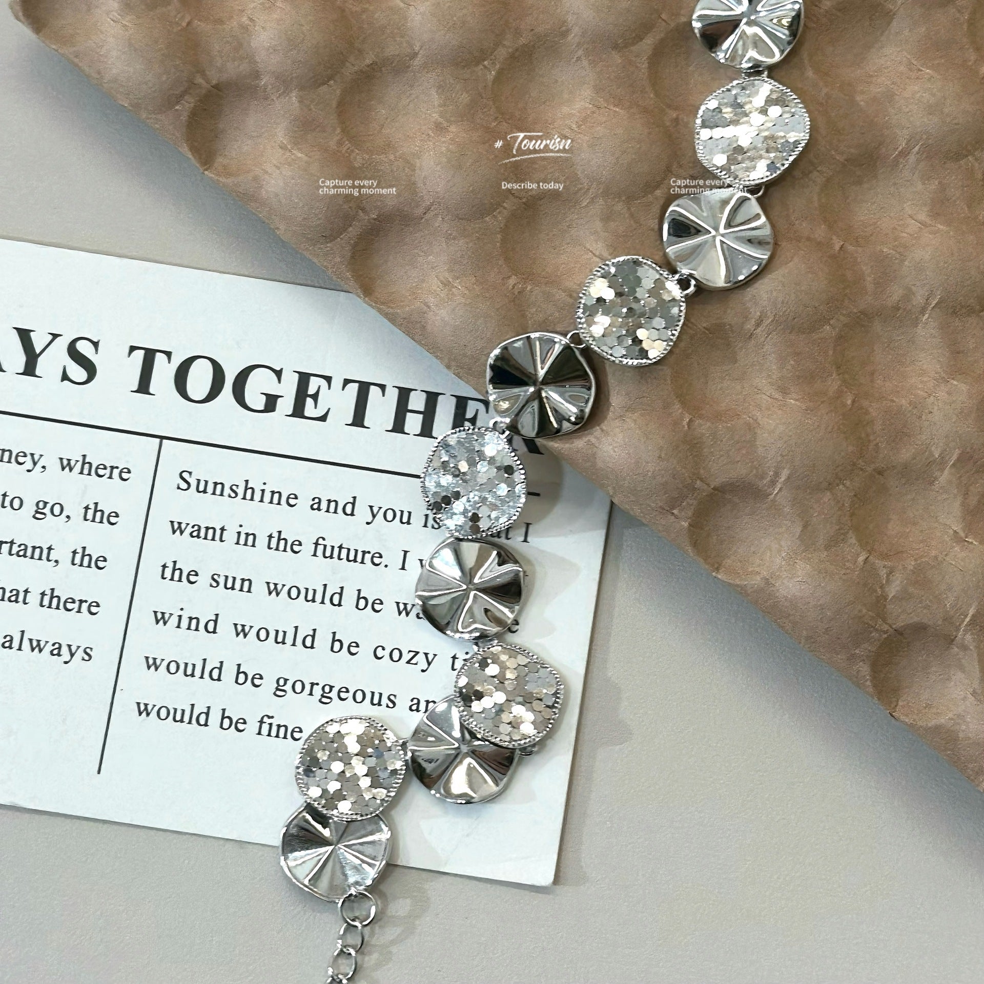 S925 Pure Silver Crushed Ice Lotus Leaf Original Patchwork Bracelet Light Luxury Geometric Vintage Style Sparkling Ice Scales