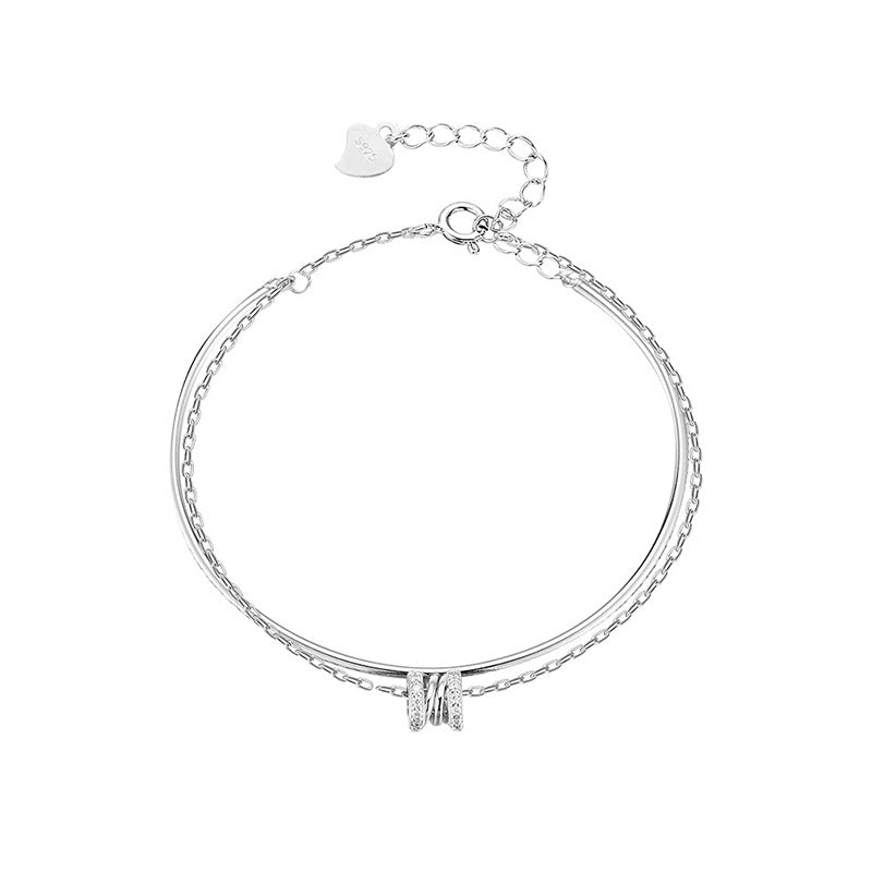 925 silver small waist bracelet for girls light luxury high-end girlfriends bracelet ins niche design double-layer bracelet bracelet