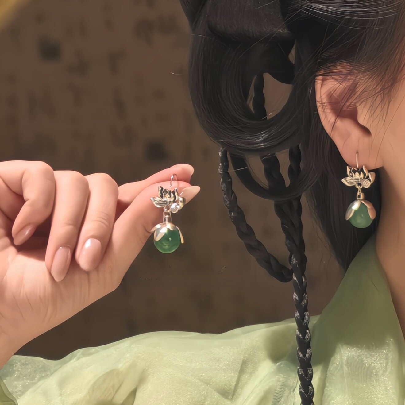 925 silver retro old national style good things lotus lotus beads lotus earrings earrings feminine temperament versatile sense of luxury