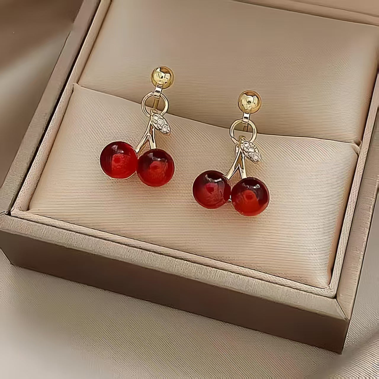 2025 New S925 Silver Needle Cherry Earrings, Simple Stud Earrings, Petite Elegant Versatile INS High-End Earrings