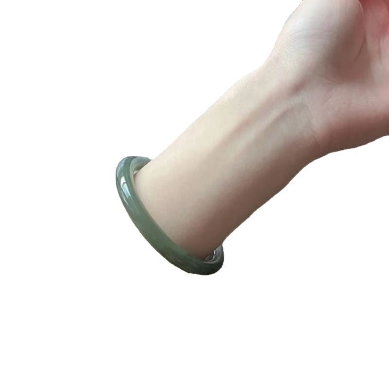Bingzhong Qingbai jade bracelet for women, round strip, fine style, Qiemo Blue Lake Water Green, Hetian Jade Qingshui Bracelet, outer Mongolian material