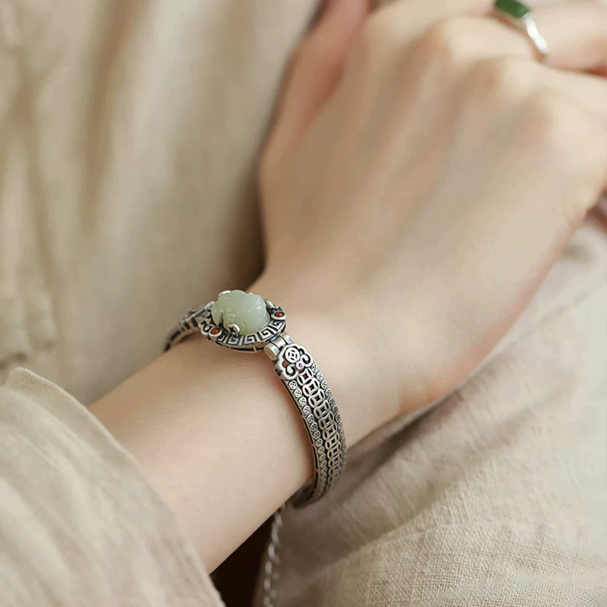 925 Silver Pixiu Fortune Bracelet for Women – Vintage Chinese Luxury Design