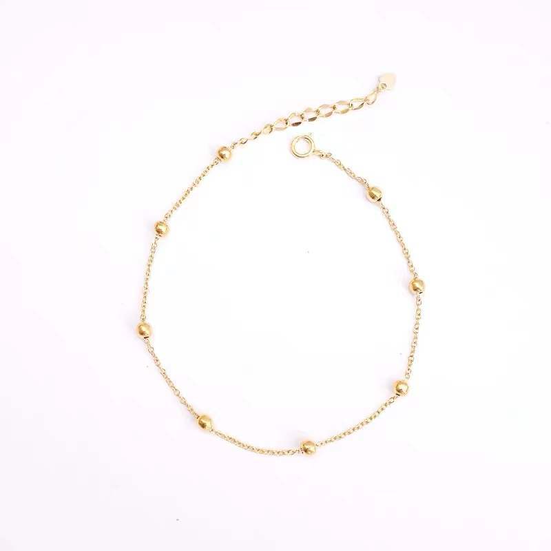Japanese & Korean S925 Silver 14K Gold-Plated Anklet – Minimalist Summer Style