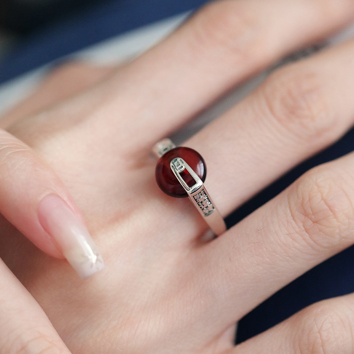 925 Silver Vintage New Chinese Wheat Ear Lucky Bag Blood Amber Bracelet Wealth Attracting Blessings Ethnic Style Bracelet Ring, Niche Women
