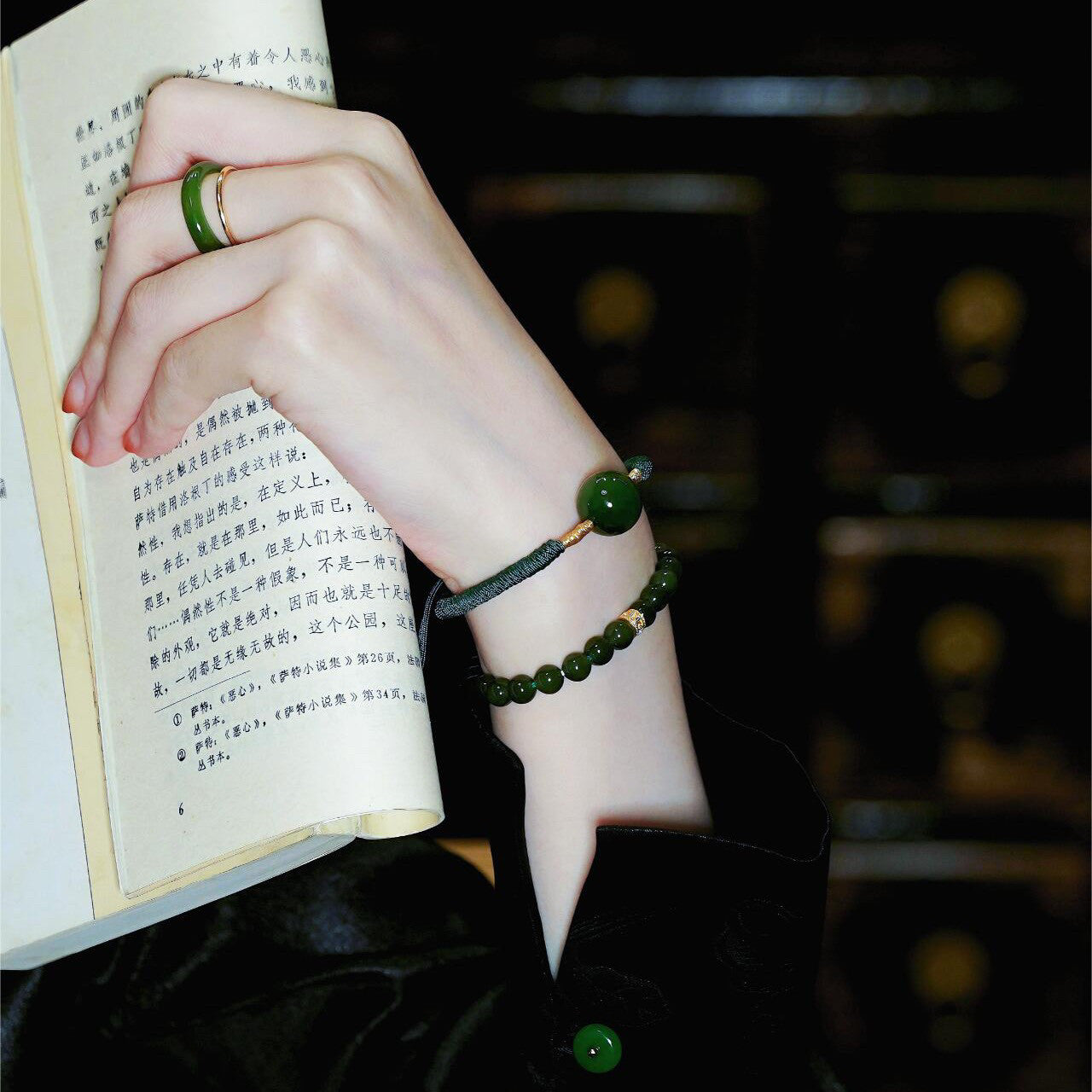 Natural Russian Hetian jade jade bracelet for women, lucky bead braided cord bracelet, elegant versatile stackable for women
