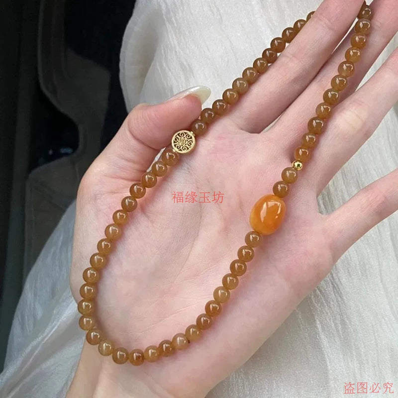 Lucky niche new Hetian sugar color, round bead bracelet, couple's multi-circle bracelet, bestie women's gift