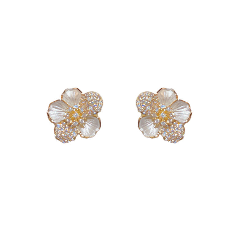 S925 Silver Needle Light Luxury Unique Temperament Sweet Micro-Floral Stud Earrings for Women Niche Design High-End Personalized Earrings