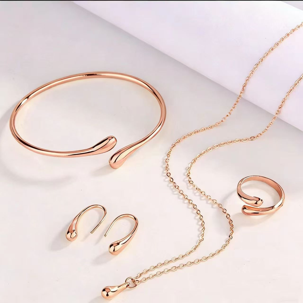 S925 Silver Waterdrop Jewelry Set – Elegant Four-Piece Women’s Collection