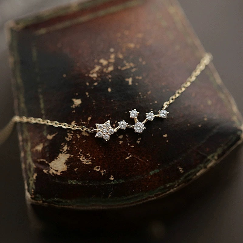 S925 Sterling Silver 14K Gold Wishing Star Necklace – Elegant Collarbone Chain