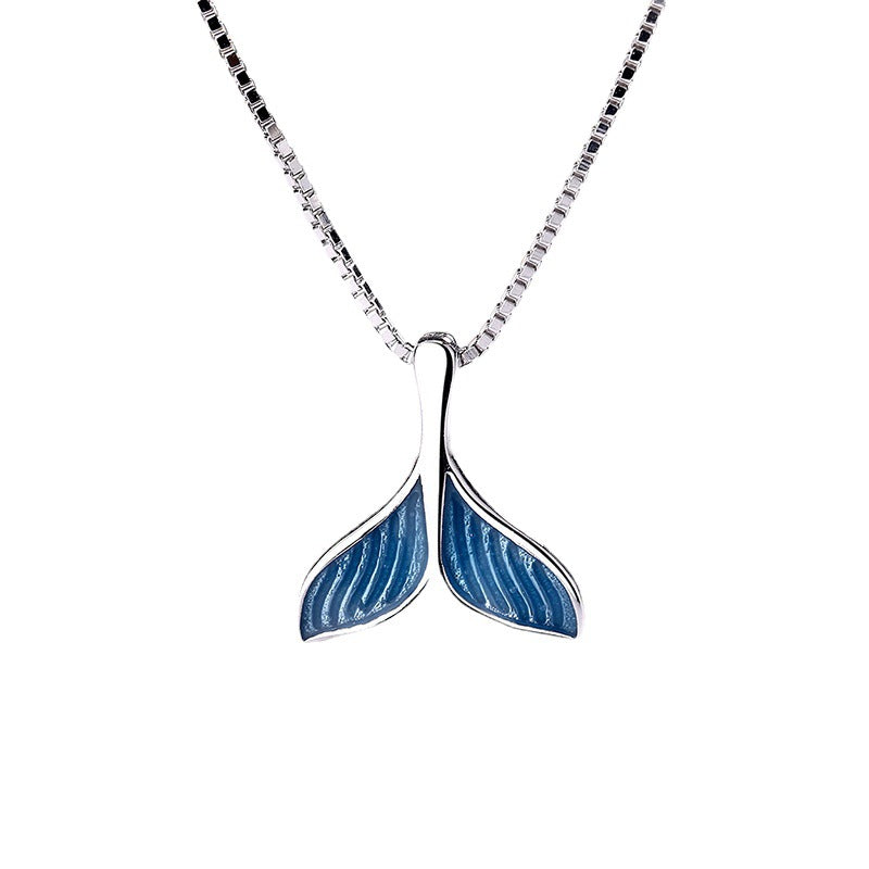 S925 Sterling Silver Dream Blue Fishtail Jewelry Set – Light Luxury Clavicle Chain