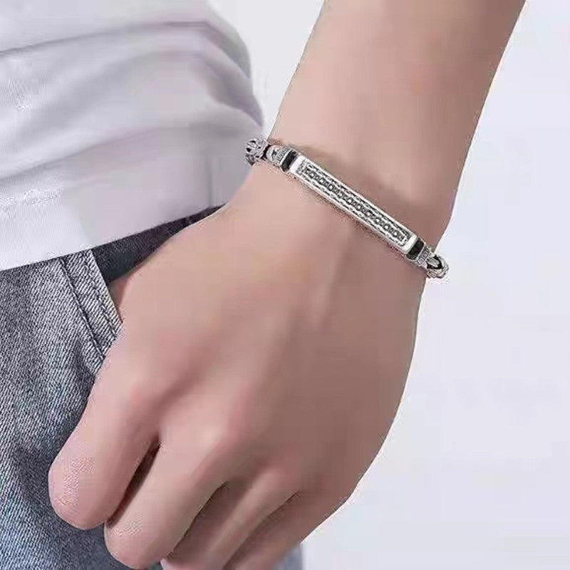 Retro Silver Echo Bracelet for Men – Bold Vintage Style