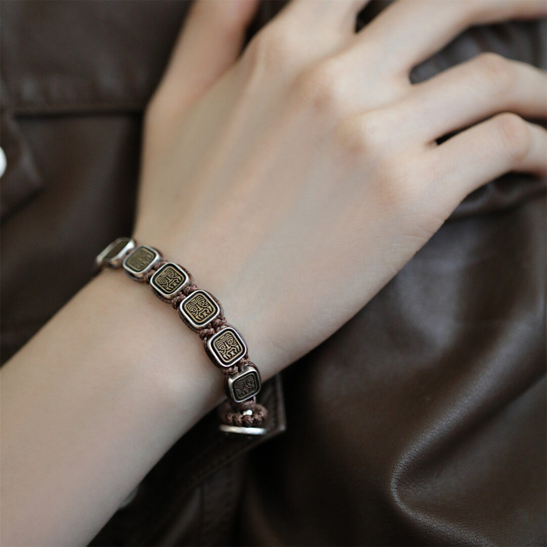 925 silver retro new Chinese style Seiko bronze zakiram braided rope bracelet bracelet Tibetan ethnic style sense of luxury