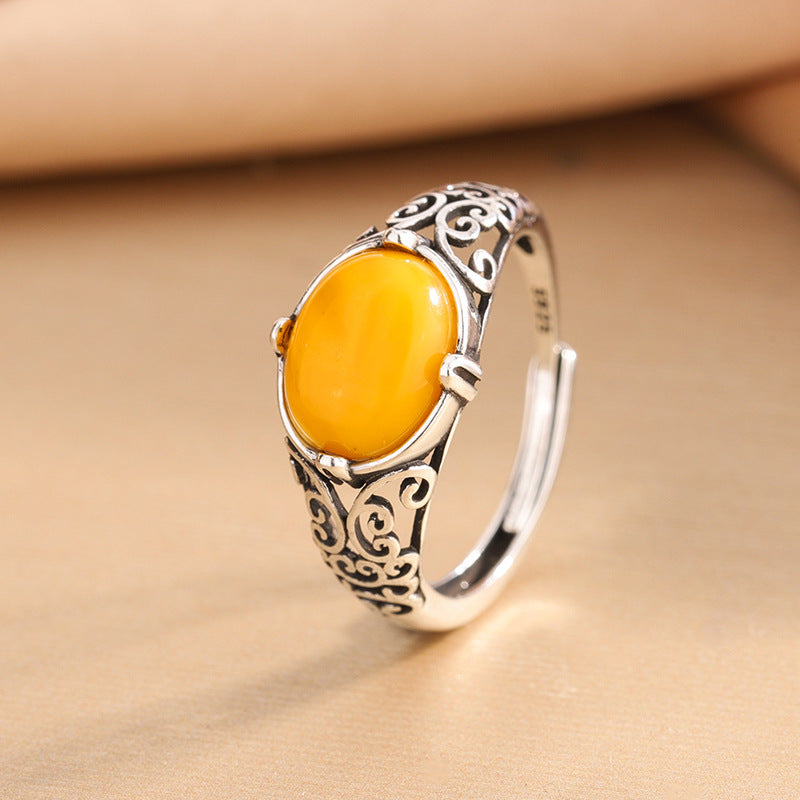S925 Silver Gemstone Ring for Women – Artistic Vintage Beauty