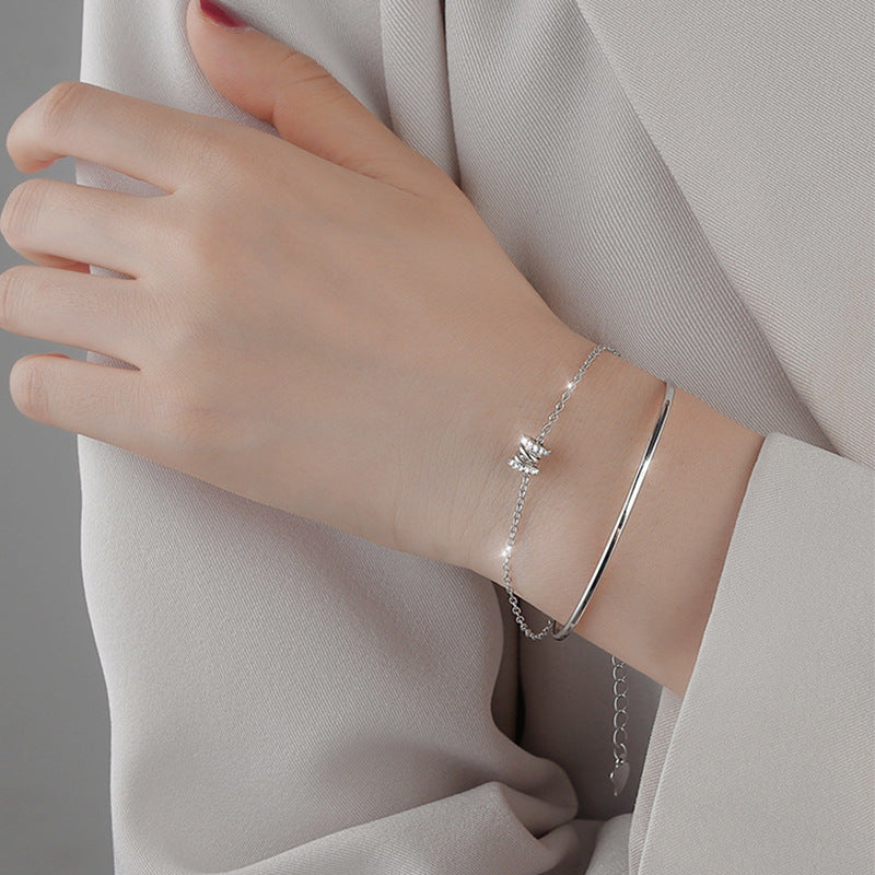 925 silver small waist bracelet for girls light luxury high-end girlfriends bracelet ins niche design double-layer bracelet bracelet