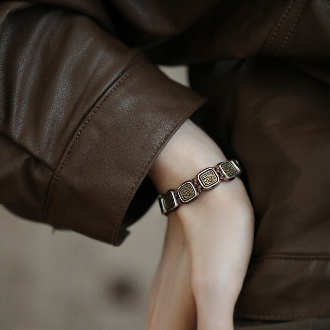 925 silver retro new Chinese style Seiko bronze zakiram braided rope bracelet bracelet Tibetan ethnic style sense of luxury