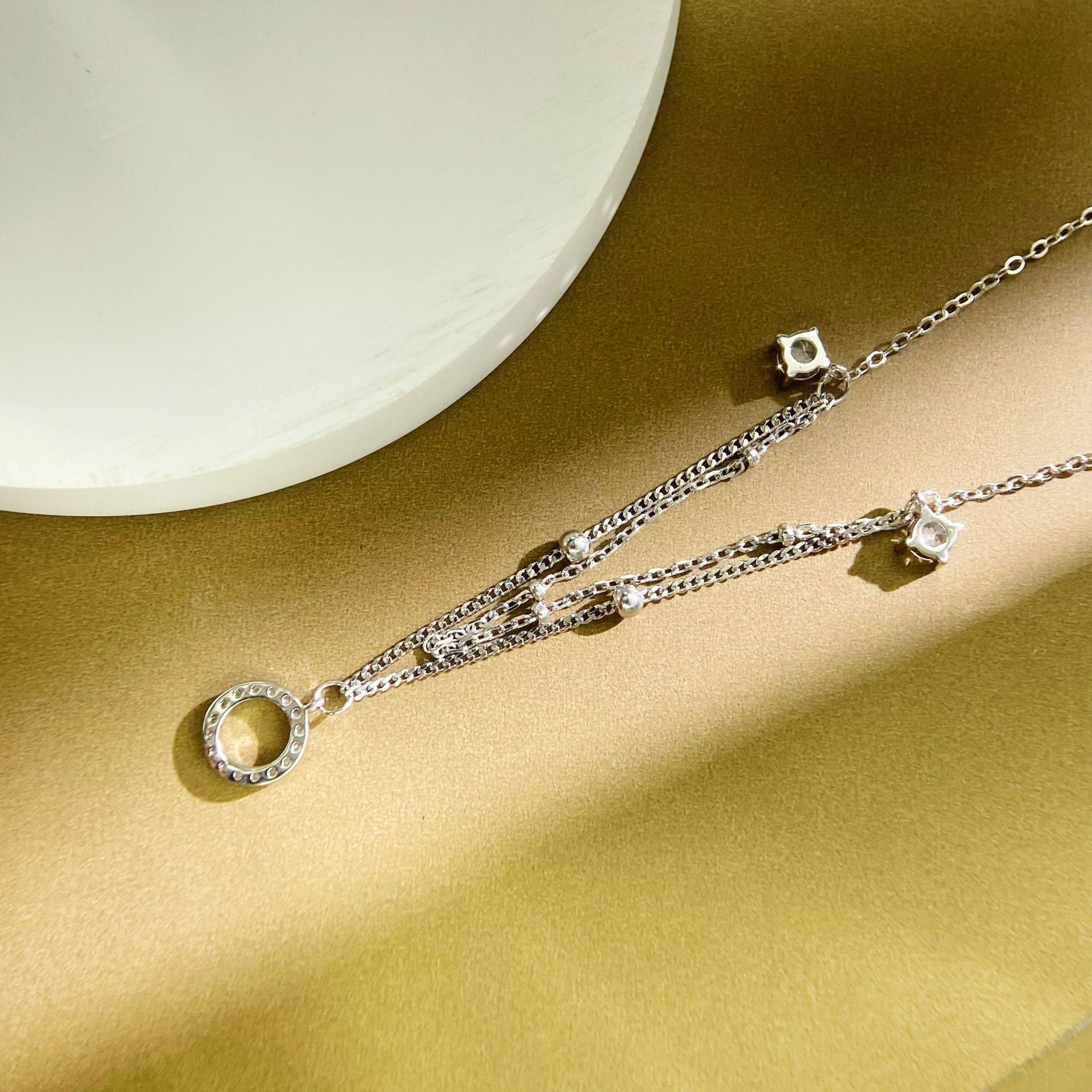 Cross-border bestseller S925 pure silver anklet for women, new double-layer circle, livestream source: light luxury quality foot accessories