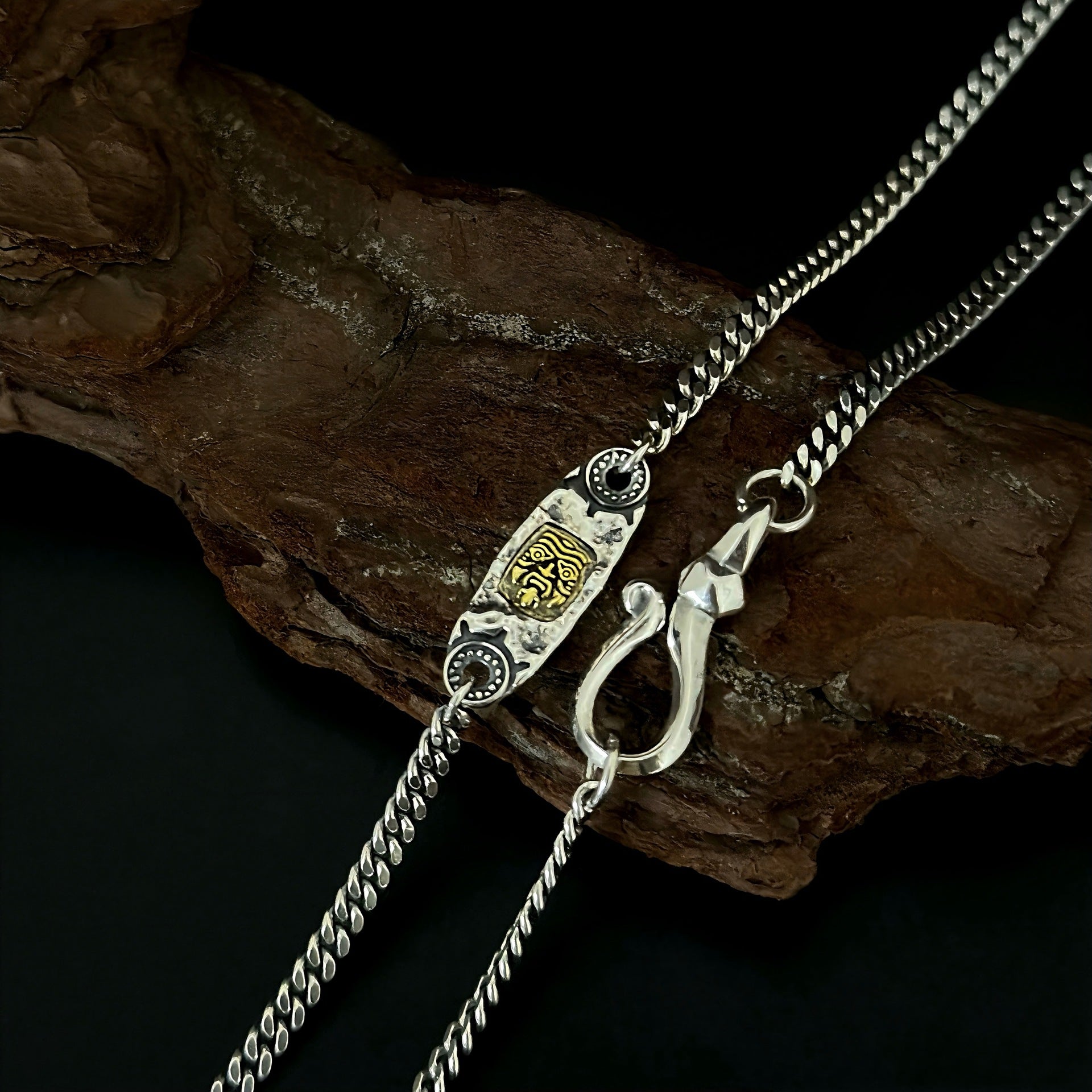 S925 sterling silver Tibetan vintage vintage national style Zakiram necklace for men and women, new Chinese sweater chain ethnic style