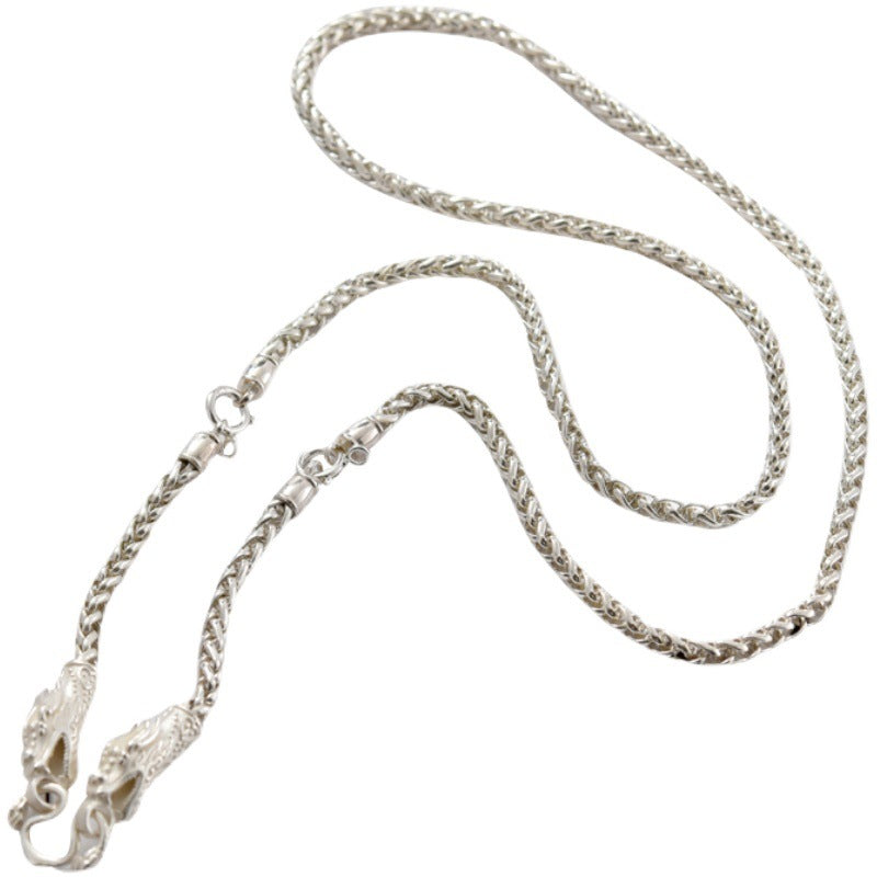 S990 sterling silver dragon head necklace men's fashion keel single chain pure silver trendy brand silver jewelry boyfriend gift