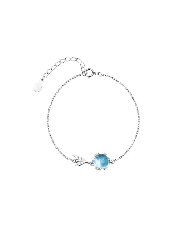 925 sterling silver blue foam fishtail bracelet net red forest niche design ins girlfriends female gradually frozen people cold wind