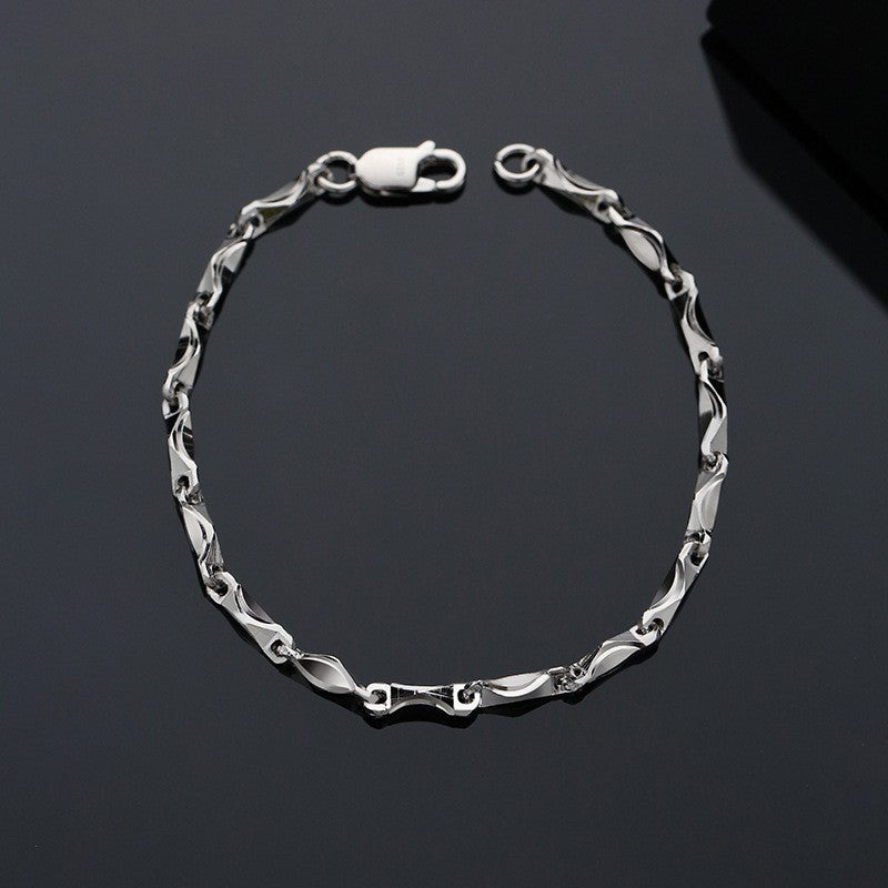 S925 Silver Woven Bracelet for Men – Modern Korean-Inspired Style