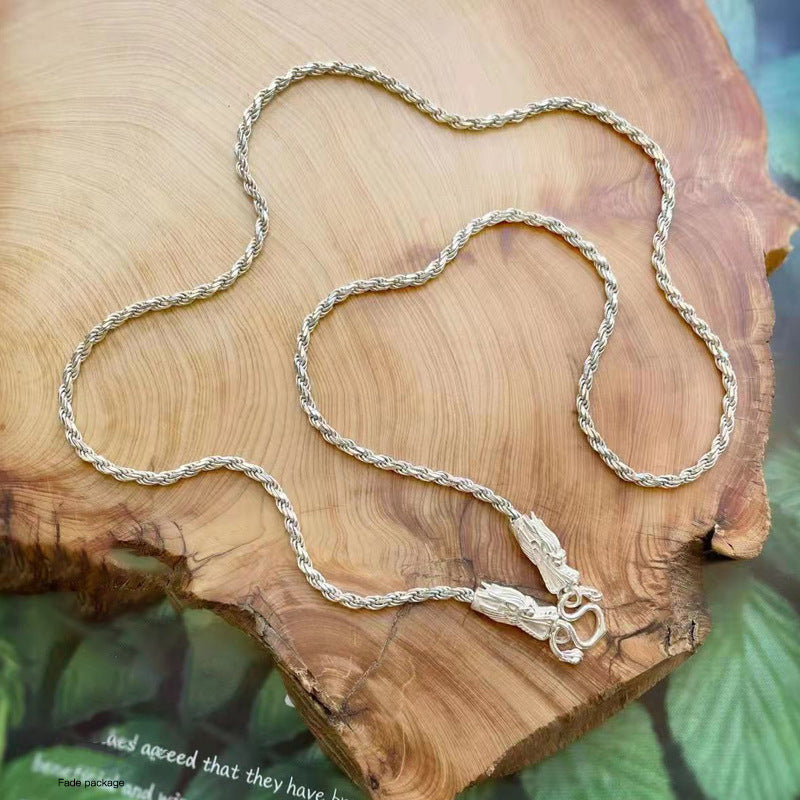 S990 sterling silver dragon head necklace men's fashion keel single chain pure silver trendy brand silver jewelry boyfriend gift