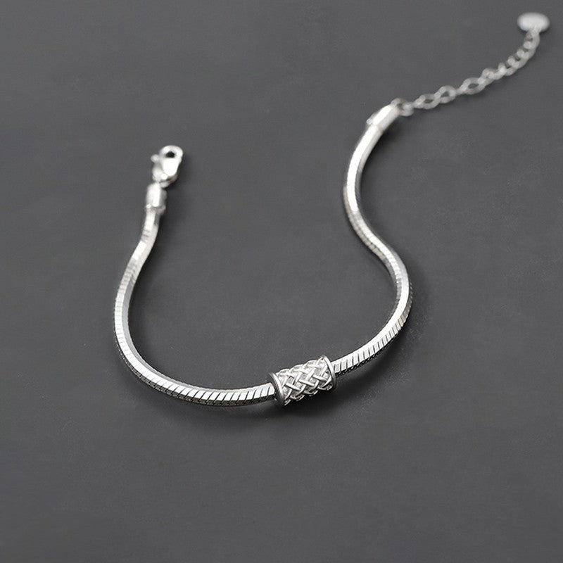S925 silver-plated bracelet for men, trendy men's snake bone chain, simple and elegant hand accessory, niche bracelet, birthday gift for men