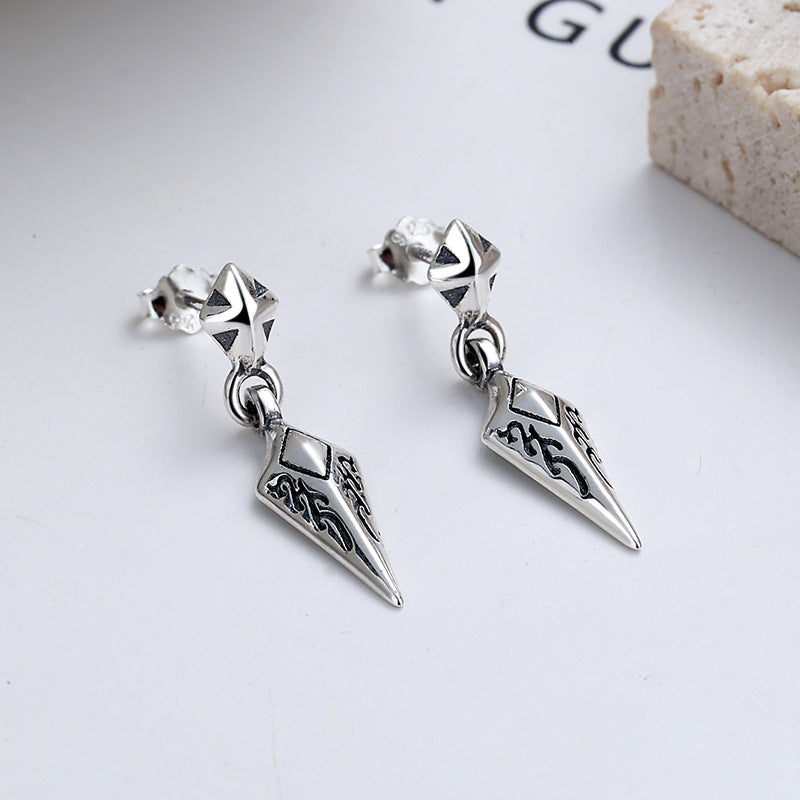 Yunchaoxuan S925 sterling silver European and American diamond exquisite pattern earrings, personality trendy rock men's and women's earrings, earrings