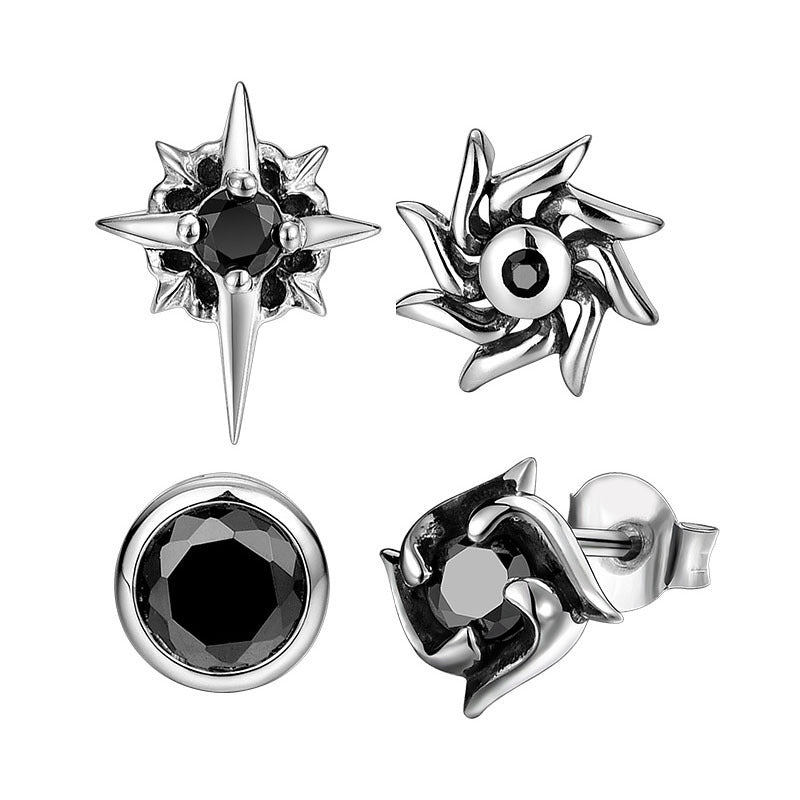 925 Silver North Star Stud Earrings for Men – Vintage Urban Style