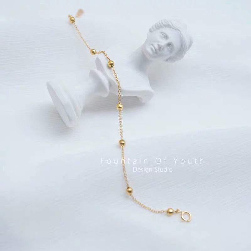 Japanese & Korean S925 Silver 14K Gold-Plated Anklet – Minimalist Summer Style
