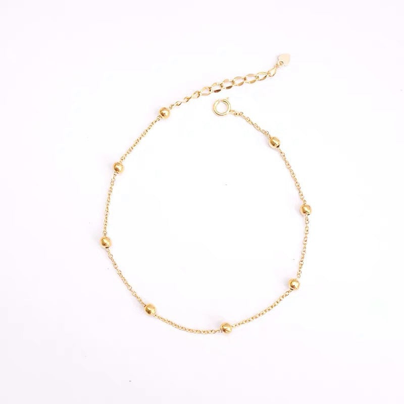 Japanese & Korean S925 Silver 14K Gold-Plated Anklet – Minimalist Summer Style