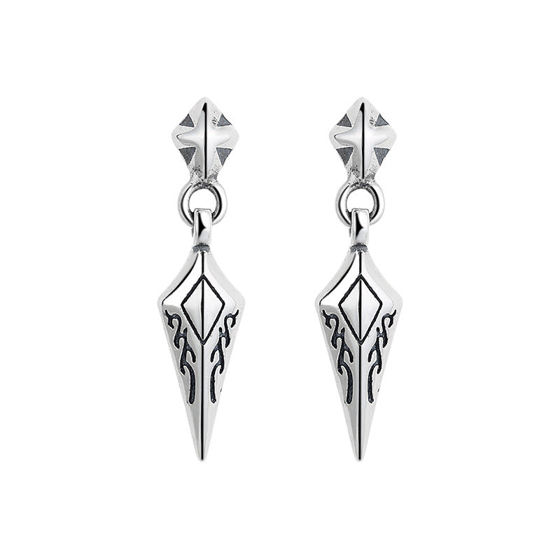 Yunchaoxuan S925 sterling silver European and American diamond exquisite pattern earrings, personality trendy rock men's and women's earrings, earrings