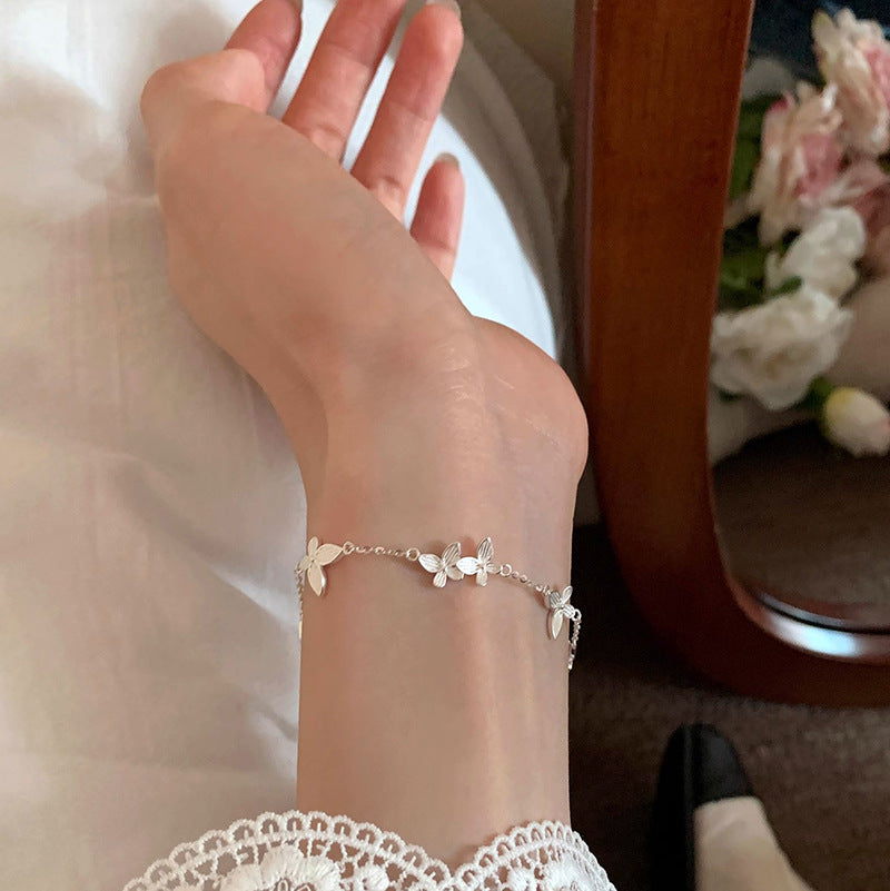 Japanese and Korean S925 sterling silver fairy-like gentle butterfly bracelet for women, niche light luxury temperament, high-end exquisite new jewelry